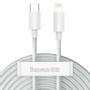 BASEUS Simple Wisdom Data Cable Kit USB-C to Lightning PD 20W (2PCS/Set) 1.5m White