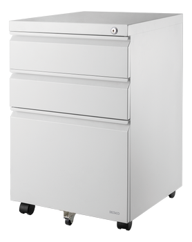 DELTACO OFFICE Mobile cabinet with 3 drawers and lock, white (DELO-0160)