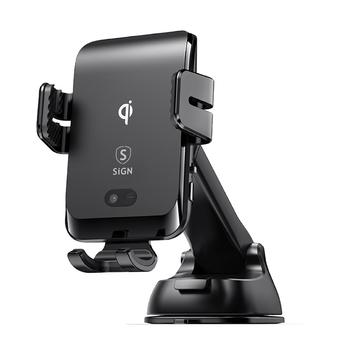 SIGN car holder for smartphones,  wireless charging, black (SN-ZS214)