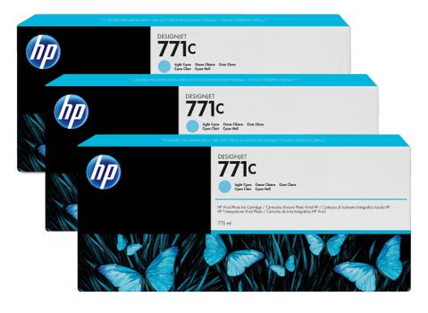 HP 771C 775 ml, ljus cyan, Designjet-bläckpatron,  3-pack (B6Y36A)