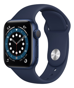 APPLE Watch Series 6 GPS + Cellular, 40mm Blue Aluminium Case with Deep Navy Sport Band - Regular (M06Q3DH/A)