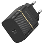 OTTERBOX EU WALL CHARGER 20W - 1X USB-C 20W USB-PD BLACK CABL