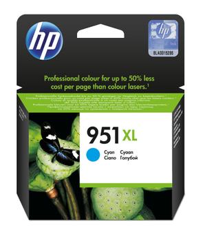 HP 951XL - CN046AE - 1 x Cyan - Ink cartridge - High Yield - Blister - For Officejet Pro 251dw, 276dw, 8100, 8600, 8600 N911a, 8610, 8620, 8625, 8630 (CN046AE#301)