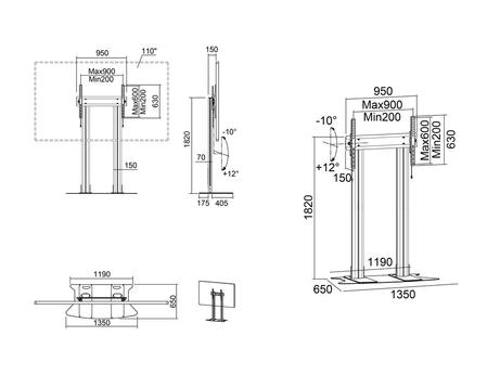 Multibrackets M Ceiling Mount Pro - monteringskomponent - for LCD-skjerm - svart (7350073737376)