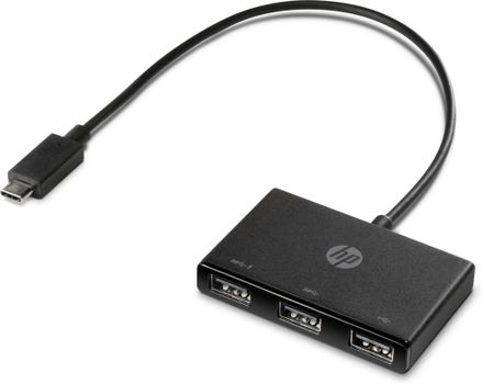 HP USB-C to USB-A - Hub - 3 x SuperSpeed USB 3.0 - desktop - for Elite x2; EliteBook x360; Mobile Thin Client mt45; ProBook 455r G6; ZBook 15 G6, 17 G6 (Z6A00AA#AC3)