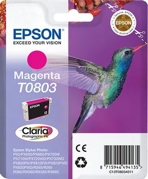 EPSON n Ink Cartridges,  Claria" Photographic,  T0803, Hummingbird,  Singlepack,  1 x 7.4 ml Magenta (C13T08034011)