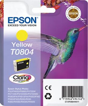 EPSON T0804 ink cartridge yellow standard capacity 7.4ml 520 pages 1-pack blister without alarm (C13T08044011)