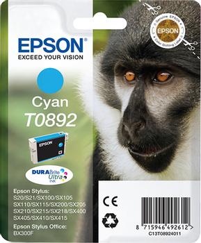 EPSON n Ink Cartridges,  DURABrite" Ultra, T0892, Monkey, Singlepack,  1 x 3.5 ml Cyan (C13T08924011)
