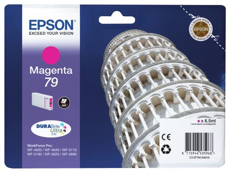 EPSON n Ink Cartridges,  DURABrite" Ultra, 79, Tower of Pisa, Singlepack,  1 x 6.5 ml Magenta, Standard, L (C13T79134010)