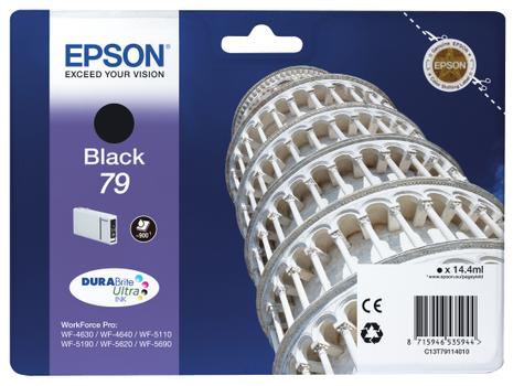 EPSON n Ink Cartridges,  DURABrite" Ultra, 79, Tower of Pisa, Singlepack,  1 x 14.4 ml Black, Standard, L (C13T79114010)