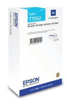 EPSON n Ink Cartridges,  DURABrite" Pro, T7552, Singlepack,  1 x 39.0 ml Cyan, XL (C13T755240)