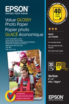EPSON Value Glossy Photo Paper 10x15cm 20 sheets x2 (BOGOF) (C13S400044)