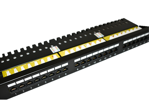 LinkIT Patchepanel 19" Cat.6 UTP 24por Svart Horisontal LSA mont. Stripsguide (11324426)