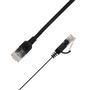 LinkIT Flat U/UTP Cat6a svart 0.2m Patch | PVC | 1x4mm | 34 AWG