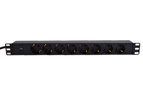 LinkIT 19" Strømskinne 8xCEE7/4 2m C14 (UPS) , 10A , 1U (PDU-8S-2M-C14-P)