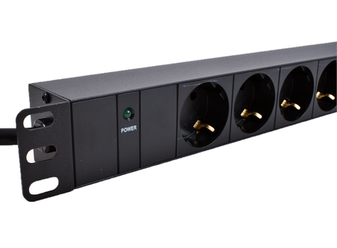 LinkIT 19" Strømskinne 8xCEE7/4 2m C14 (UPS) , 10A , 1U (PDU-8S-2M-C14-P)