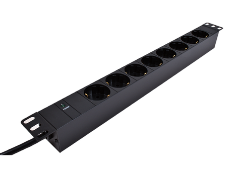 LinkIT 19" Power rail C14 - 8xCEE 7/4 2m Mot UPS (C14) u/ switch 10A 2300W (PDU-8S-2M-C14-P)