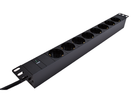 LinkIT 19" Strømskinne 8xCEE7/4 2m C14 (UPS) , 10A , 1U (PDU-8S-2M-C14-P)