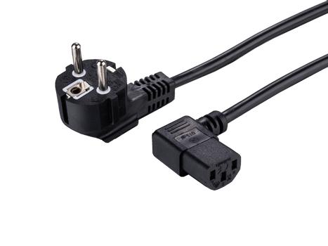 LinkIT strømkabel CEE 7/7 - C13 svart 2m vinklet | 3x0,75mm² | PVC (NYESC13-2M-2V-PVC)