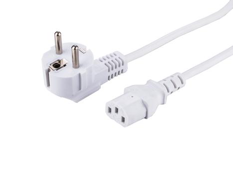 LinkIT Strømkabel CEE 7/7 - C13 hvit 1m Vinklet Schuko - C13 , PVC , 3x 0,75 mm² (NYESC13-1M-H)