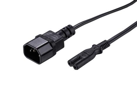 LinkIT strømkabel C14/C7 svart 1m PVC , 2 x 0.75 mm² (NYE-C14-C7-1M)