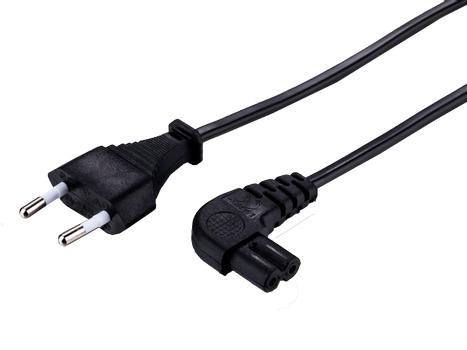 LinkIT strømkabel CEE 7/16 - C7 svart 2m Euro - C7 vinklet , 2 x 0,75mm² , PVC (NYESCC7-2M-V)