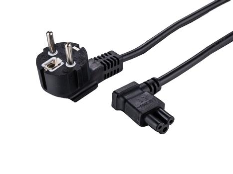 LinkIT strømkabel CEE 7/7 - C5 svart 5m PVC | Vinklet Schuko/C5 | 3 x 0,75 mm² (NYESCC5-5MV)