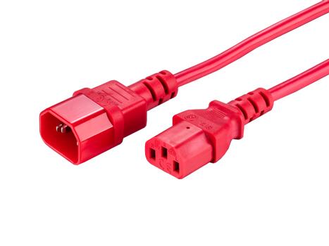 LinkIT strømkabel C13/C14 rød 1m PVC | 3 x 1,00 mm² | H05VV-F (NYEC13C14-1,0M-RED)