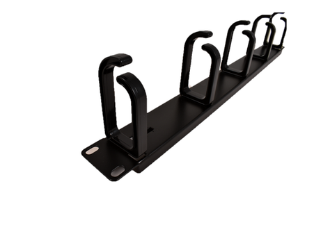 LinkIT guide for 19" 1U 5 bøyler svart Kabelholder,  5 ringer i plast. Ex skruer (19-3)