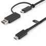STARTECH StarTech.com 1ms USB C Cable with USB A Adapter Dongle Hybrid 2 in 1 with 100W Power Delivery Passthrough (USBCCADP)