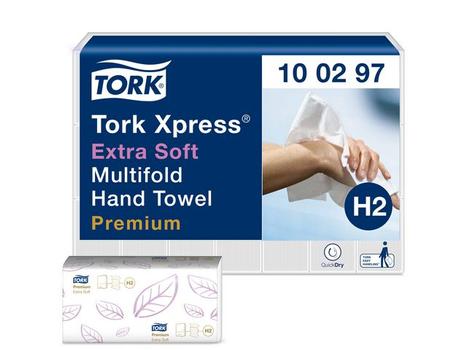 TORK Håndklædeark Tork Xpress Premium Extra Soft Multifold H2 2-lags Hvid Krt/ 21x100 (100297)
