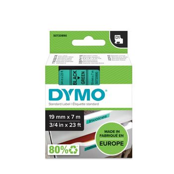 DYMO D1 merkkausteippi 19mm, vihreä/ musta teksti, 7m (45809) (S0720890)