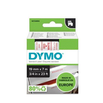 DYMO D1 merkkausteippi,  19mm, valkoinen/ punainen teksti, 7m - 40805 (S0720850)