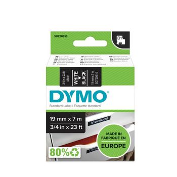 DYMO D1 merkkausteippi standardi 19mm, valk/ musta teksti, 7m (45811) (S0720910)