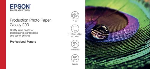 EPSON n Production - Polyethylene (PE) - glossy - microporous - 200 micron - Roll (111.8 cm x 30 m) - 200 g/m² - 1 roll(s) photo paper - for Stylus Pro 9890, SureColor P10000, P20000, SC-P10000,  P20000, P80 (C13S450373)