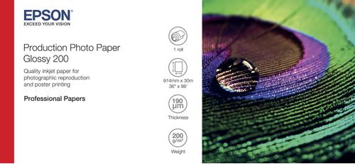 EPSON n Production - Polyethylene (PE) - glossy - microporous - 200 micron - Roll (91.4 cm x 30 m) - 200 g/m² - 1 roll(s) photo paper - for Stylus Pro 9890, SureColor P10000, P20000, SC-P10000,  P20000, P800 (C13S450372)