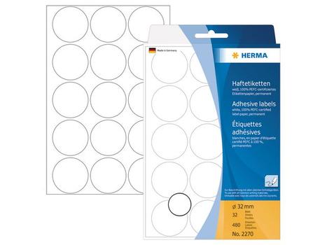 HERMA Adhesive Labels white 32mm 32 Sheets 111x170 480 pcs. 2270 (2270)