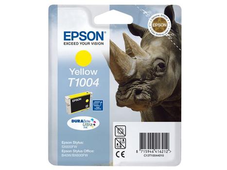EPSON n Ink Cartridges,  DURABrite" Ultra, T1004, Rhino, Singlepack,  1 x 11.1 ml Yellow (C13T10044010)