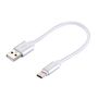 SIGN Kort USB-C-Cable with Nylon Fabric 2.4A, 12W, 20cm - Silver