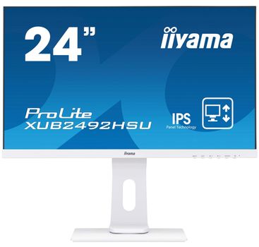 IIYAMA ProLite XUB2492HSU-W1 - LED monitor - 24" (23.8" viewable) - 1920 x 1080 Full HD (1080p) @ 60 Hz - IPS - 250 cd/m² - 1000:1 - 5 ms - HDMI, VGA, DisplayPort - speakers - white (XUB2492HSU-W1)