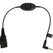 JABRA QD Cord to 2,5mm pin plug straight 0,3 meters with call answering at cord e.g. for Philips Ericsson (8800-00-55)
