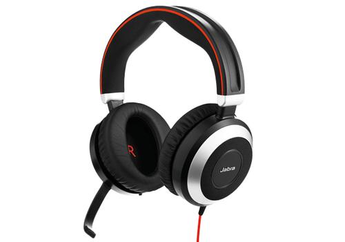 JABRA EVOLVE 80 UC Duo headset only with 3.5mm Jack headband discret boomarm active Noise Cancellation Listen-In (14401-11)
