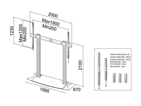 MULTIBRACKETS M Display Stand 210 150kg MAX Floorbase (7350073733422)