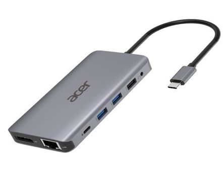ACER 12-IN-1 TYPE-C DONGLE -> 2XUSB3.2, 2XUSB2.0, 2XHDMI, 1XDISPLAYPORT,  TYPE C POWERDELIVERY,  SD CARD READER, TF CARD READER, 1000M ETHERNET (RJ45), 3.5MM AUDIO (HP.DSCAB.009)