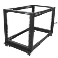 StarTech 12U 19" Open Frame Server Rack, 4 Post Adjustable Depth 23-41" Mobile, Free Standing Rolling Network/Computer Equipment Data Rack, Dell PowerEdge, HP ProLiant ThinkServer - Adjustable Server Rack (4PO