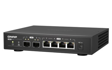QNAP 6-porters ikke-styrt 10GbE switch 2x 10GbE SFP+, 4x 2.5GbE RJ45 (QSW-2104-2S)