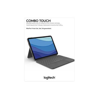 LOGITECH Combo Touch - Tangentbord och foliefodral - med pekdyna - bakgrundsbelyst - Apple Smart connector - QWERTZ - schweizisk - oxford-grå - för Apple 11-inch iPad Pro (1:a generation,   2a generation,   3:e ge (920-010143)