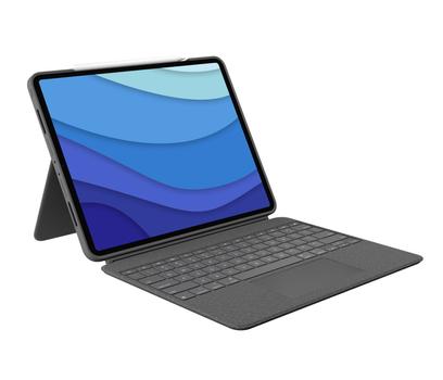LOGITECH Combo Touch - Tangentbord och foliefodral - med pekdyna - bakgrundsbelyst - Apple Smart connector - QWERTY - italiensk - oxford-grå - för Apple 12.9-inch iPad Pro (5:e generation) (920-010212)