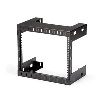 StarTech 8U 19" Wall Mount Network Rack - 12" Deep 2 Post Open Frame Server Room Rack for Data/ AV/ IT/ Computer Equipment/ Patch Panel with Cage Nuts & Screws 135lb Capacity, Black (RK812WALLO) - rack - 8U (RK812WALLO)