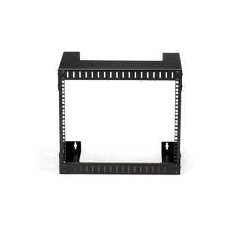 StarTech 8U 19" Wall Mount Network Rack - 12" Deep 2 Post Open Frame Server Room Rack for Data/ AV/ IT/ Computer Equipment/ Patch Panel with Cage Nuts & Screws 135lb Capacity, Black (RK812WALLO) - rack - 8U (RK812WALLO)